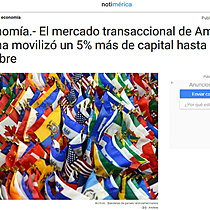 Economa.- El mercado transaccional de Amrica Latina moviliz un 5% ms de capital hasta octubre